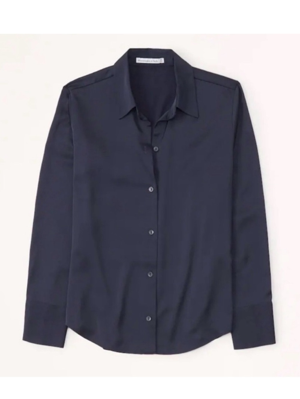 NWOT Abercrombie Navy Satin Button Down Shirt